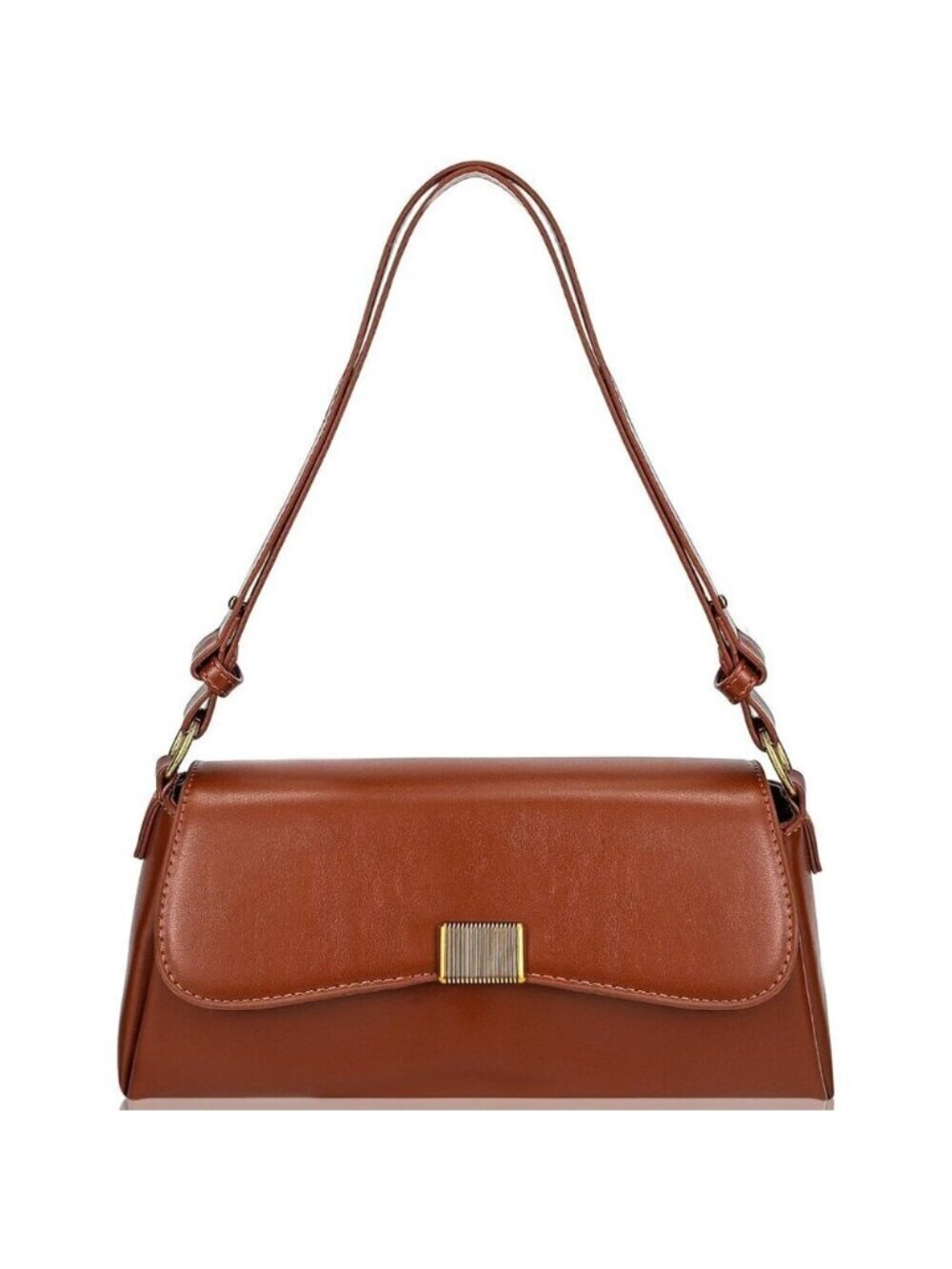 Vintage Small Brown Shoulder Bag for Women Zipper Closure and Classic Design